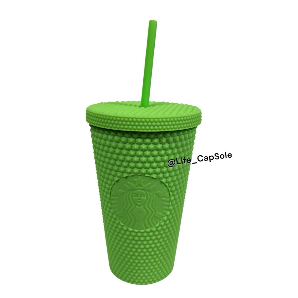 Starbucks 16oz Studded Cold Cup Tumbler | Neon Green | Lid & Straw Included